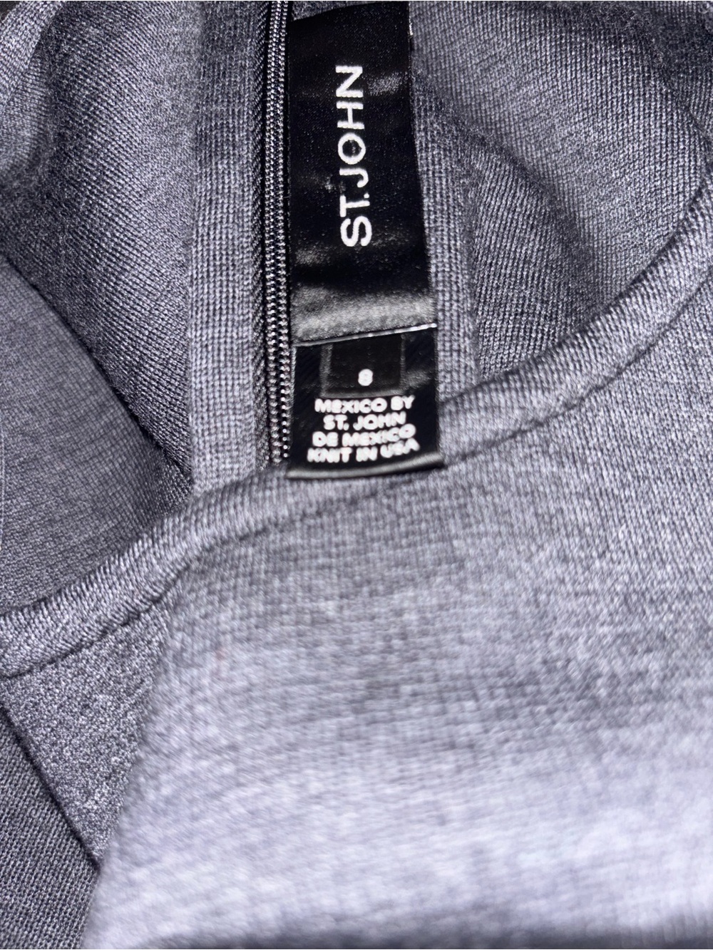 Classic St. John Grey Charcoal Knit Long-Sleeve Shift Dress – Size 8 - Picture 12 of 12